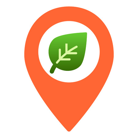 Map pointer with leaf flat icon. Sprout location color icons in trendy flat style. Pin with plant gradient style design, designed for web and app.のイラスト素材