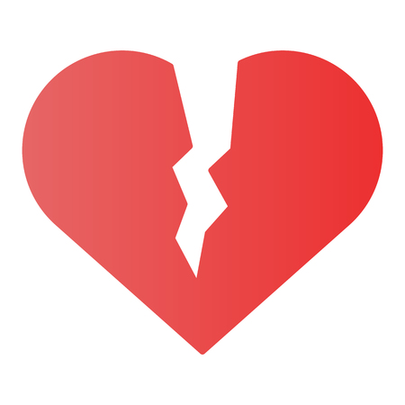 Broken heart flat icon. Sad love color icons in trendy flat style. Heart brake gradient style design, designed for web and appのイラスト素材