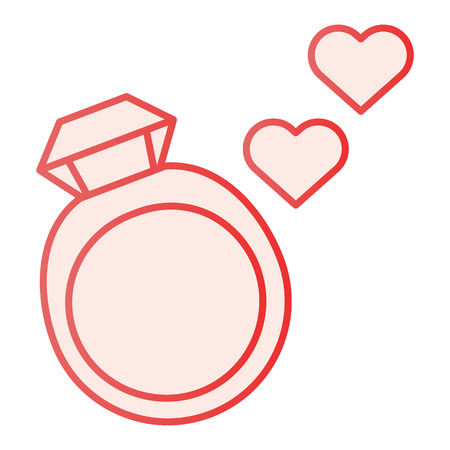 Wedding ring flat icon. Ring with gemstone pink icons in trendy flat style. Jewelry with hearts gradient style design, designed for web and app.のイラスト素材