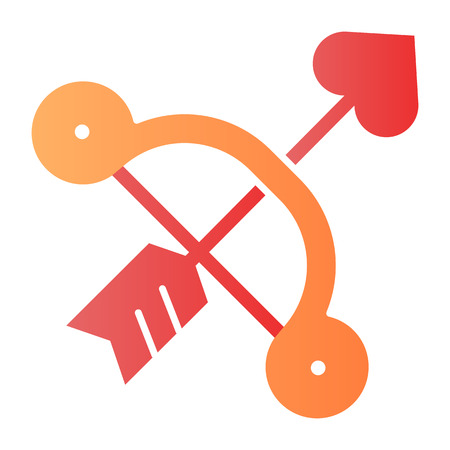 Valentines day arrow and bow flat icon. Love color icons in trendy flat style. Cupid bow and an arrow gradient style design, designed for web and app.のイラスト素材