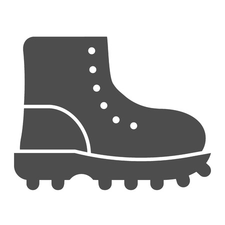 Hiking boots solid icon. Footwear vector illustration isolated on white. Military boots glyph style design, designed for web and appのイラスト素材
