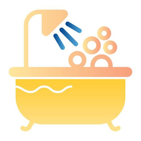 Bathtub flat icon. Shower color icons in trendy flat style. Bath gradient style design, designed for web and app.のイラスト素材