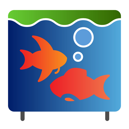 Aquarium flat icon. Fish in aquarium color icons in trendy flat style. Fishbowl gradient style design, designed for web and app.のイラスト素材