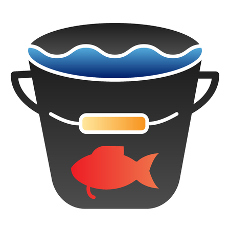 The catch flat icon. Fishing bucket color icons in trendy flat style. Bucket with water and fish gradient style design, designed for web and app.のイラスト素材