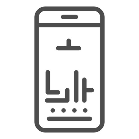 Smartphone games line icon. Mobile gaming vector illustration isolated on white. Game on phone screen outline style design, designed for web and app.のイラスト素材