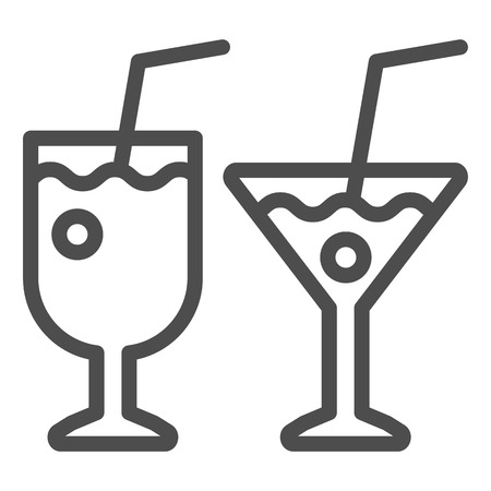 Two cocktail glasses line icon. Different beverages vector illustration isolated on white. Drinks outline style design, designed for web and appのイラスト素材