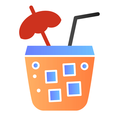 Cocktail with umbrella flat icon. Tequila sunrise color icons in trendy flat style. Drink gradient style design, designed for web and app.のイラスト素材