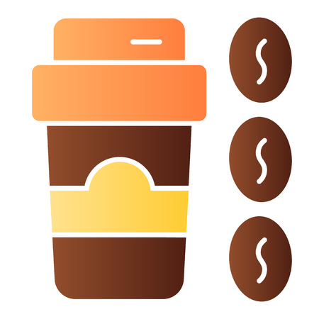 Paper coffee cup flat icon. Coffee to go and beans color icons in trendy flat style. Drink gradient style design, designed for web and appのイラスト素材