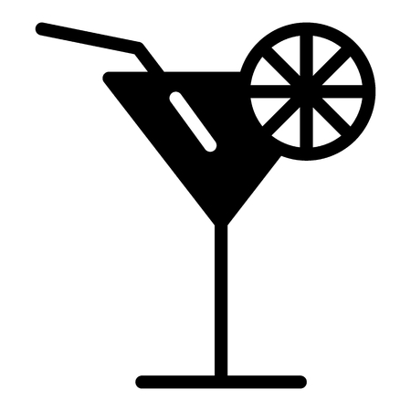 Cocktail solid icon. Alcohol drink with lemon vector illustration isolated on white. Glass glyph style design, designed for web and app. Eps 10のイラスト素材