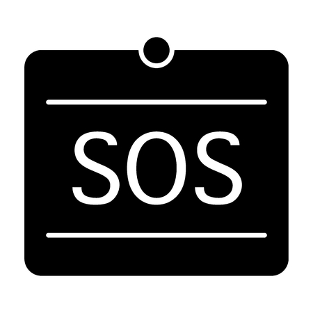 SOS solid icon. Help sign vector illustration isolated on white. Emergency glyph style design, designed for web and app.のイラスト素材