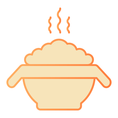 Hot porridge flat icon. Bowl with food orange icons in trendy flat style. Meal gradient style design, designed for web and app.のイラスト素材