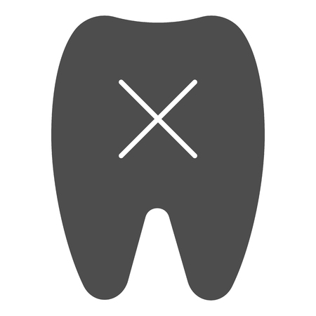 Loose tooth solid icon. Missing tooth vector illustration isolated on white. Dentistry glyph style design, designed for web and app.のイラスト素材