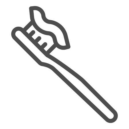 Toothbrush line icon. Dental hygiene vector illustration isolated on white. Dentistry outline style design, designed for web and app.のイラスト素材