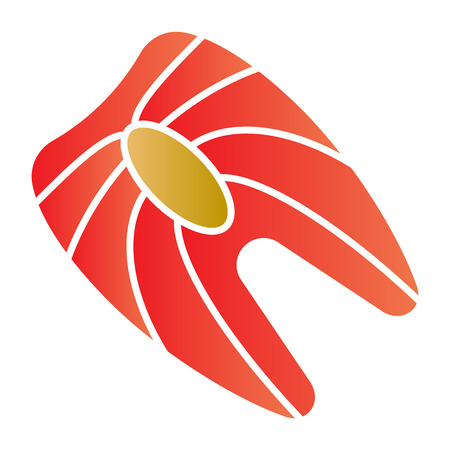 Red fish steak flat icon. Fish meat color icons in trendy flat style. Fish fillet gradient style design, designed for web and app. Eps 10.のイラスト素材