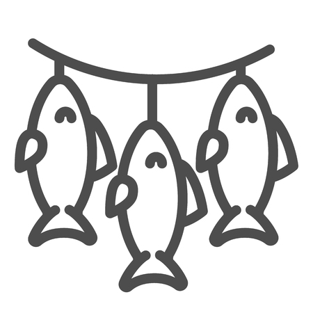Dried fish line icon. Taranka vector illustration isolated on white. Seafood outline style design, designed for web and app. Eps 10.のイラスト素材