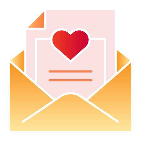 Romantic letter flat icon. Envelope with love letter color icons in trendy flat style. Mail with heart gradient style design, designed for web and app. Eps 10.のイラスト素材
