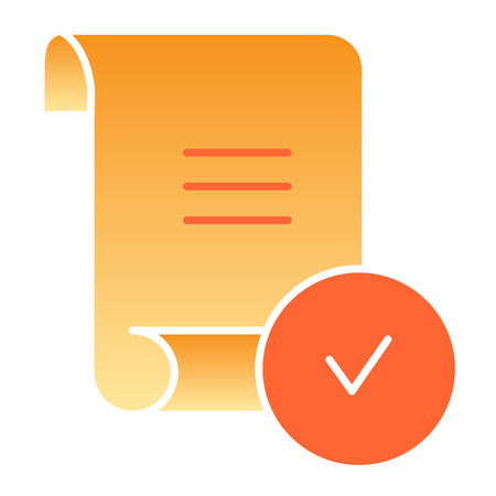 Verified report flat icon. Document with tick color icons in trendy flat style. Sheet with check mark gradient style design, designed for web and app. Eps 10.のイラスト素材
