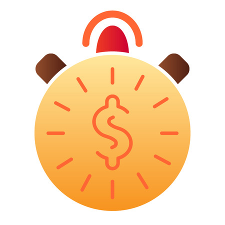 Time is money flat icon. Clock and money color icons in trendy flat style. Dollar with watch gradient style design, designed for web and app. Eps 10.のイラスト素材