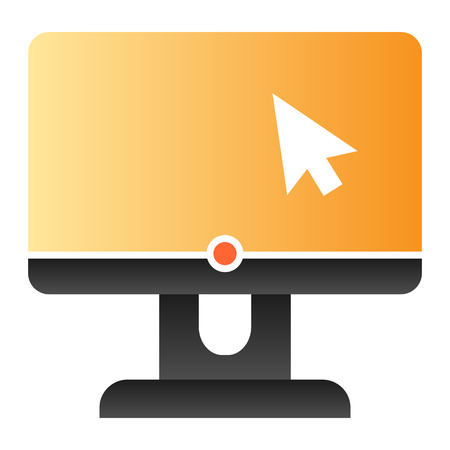 Cursor on monitor flat icon. Desktop screen with arrow color icons in trendy flat style. Pc mouse symbol on computer gradient style design, designed for web and app. Eps 10.のイラスト素材
