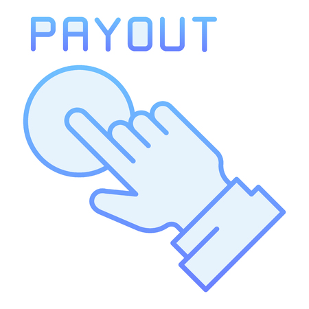 Payout button flat icon. Hand and pay button blue icons in trendy flat style. Payment gradient style design, designed for web and app. Eps 10.のイラスト素材