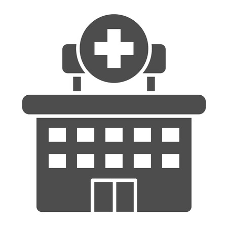 Hospital solid icon. Clinic vector illustration isolated on white. Building glyph style design, designed for web and app. Eps 10.のイラスト素材