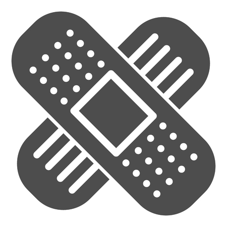 Adhesive plaster solid icon. Bandage vector illustration isolated on white. Medical tape glyph style design, designed for web and app. Eps 10.のイラスト素材