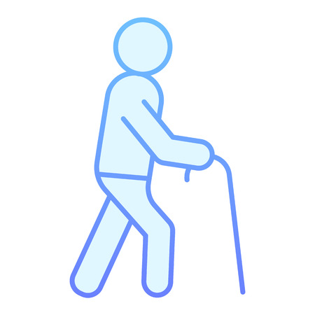 Old person flat icon. Old man blue icons in trendy flat style. Man with walking stick gradient style design, designed for web and appのイラスト素材