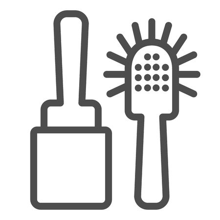 Toilet brush line icon. Cleanup vector illustration isolated on white. Household outline style design, designed for web and app.のイラスト素材
