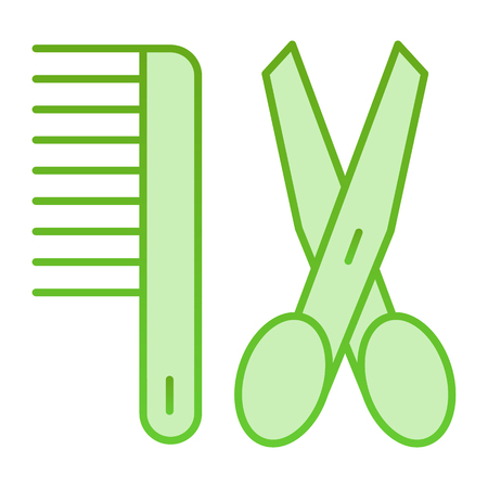 Grooming flat icon. Scissors and comb green icons in trendy flat style. Barber gradient style design, designed for web and app. Eps 10.のイラスト素材