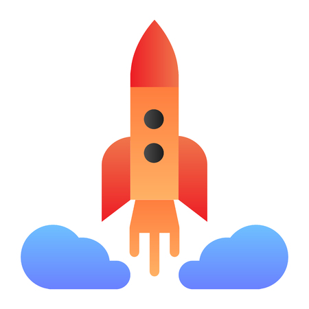 Rocket launch flat icon. Spacecraft color icons in trendy flat style. Spaceship gradient style design, designed for web and app. Eps 10.のイラスト素材