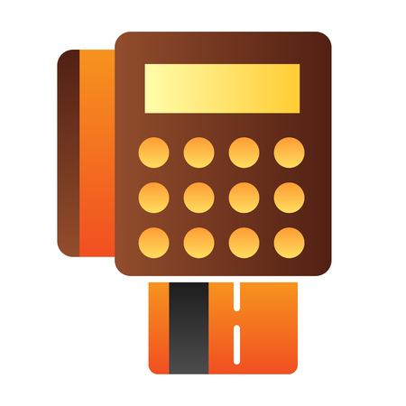Card payment terminal flat icon. Pos terminal color icons in trendy flat style. Bank terminal gradient style design, designed for web and app. Eps 10.のイラスト素材