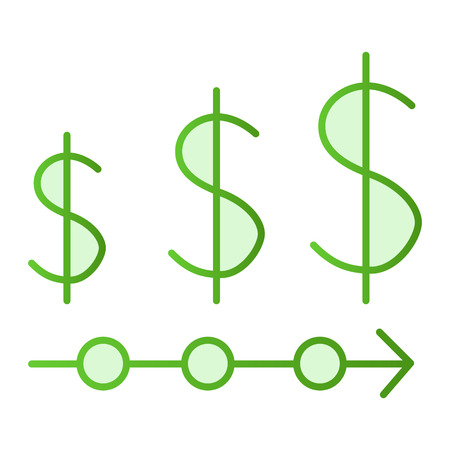 Currency rates flat icon. Finance green icons in trendy flat style. Dollar rate gradient style design, designed for web and app. Eps 10.のイラスト素材