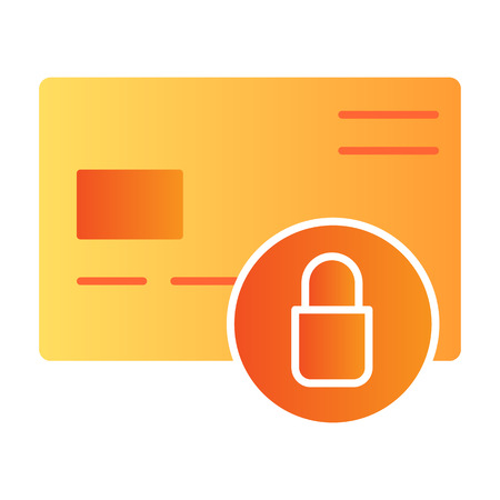 Locked credit card flat icon. Plastic card and lock color icons in trendy flat style. Credit card security gradient style design, designed for web and app. Eps 10.のイラスト素材
