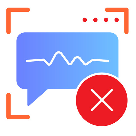 Voice recognition denied flat icon. Sound identification wrong color icons in trendy flat style. Voice authentication fail gradient style design, designed for web and app. Eps 10.のイラスト素材