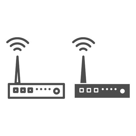 Router line and glyph icon. Wifi vector illustration isolated on white. Network outline style design, designed for web and app. Eps 10.のイラスト素材