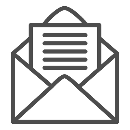 Open envelope line icon. Letter vector illustration isolated on white. Mail outline style design, designed for web and app. Eps 10.のイラスト素材