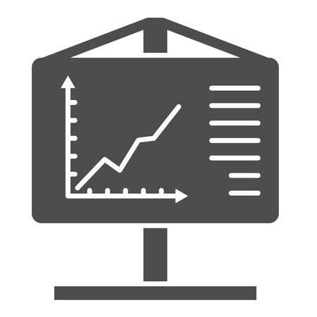 Flipchart solid icon. Presentation vector illustration isolated on white. Chart board glyph style design, designed for web and app. Eps 10.のイラスト素材