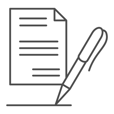List and pen thin line icon. Record vector illustration isolated on white. Paper outline style design, designed for web and app. Eps 10.のイラスト素材