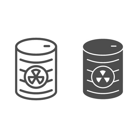Radioactive waste line and glyph icon. Nuclear waste can vector illustration isolated on white. Pollution outline style design, designed for web and app. Eps 10.のイラスト素材
