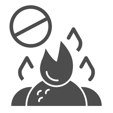 Do not burn waste solid icon. Burning garbage ban vector illustration isolated on white. Forbidden bonfire glyph style design, designed for web and app. Eps 10.のイラスト素材