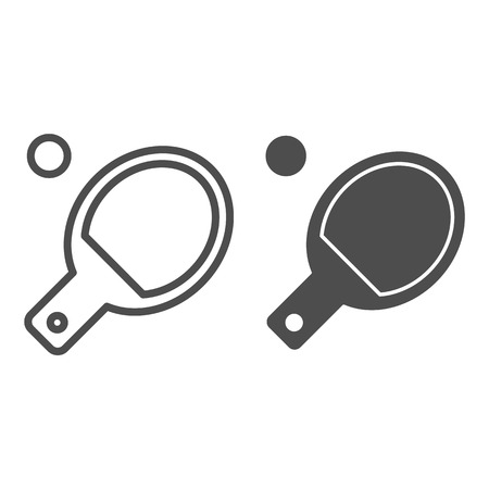 Table tennis line and glyph icon. Ping pong vector illustration isolated on white. Table tennis racket and ball outline style design, designed for web and app. Eps 10.のイラスト素材