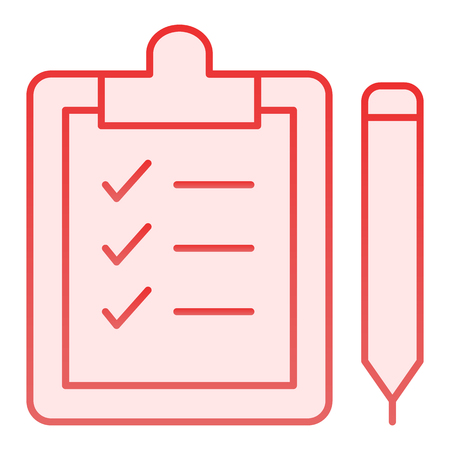 List and pen flat icon. Clipboard with pen pink icons in trendy flat style. Document gradient style design, designed for web and app. Eps 10.のイラスト素材