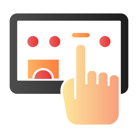 Tablet and selection hand flat icon. Hand with digital tablet color icons in trendy flat style. Touch screen gradient style design, designed for web and app. Eps 10.のイラスト素材