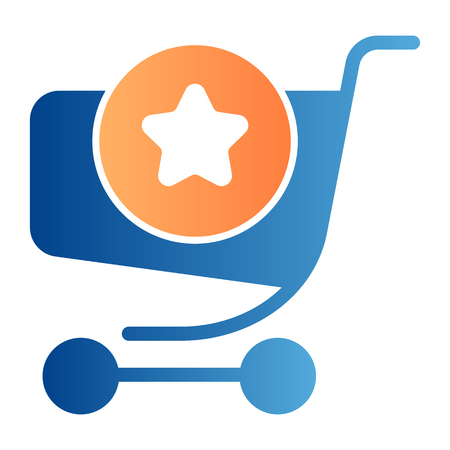 Shopping cart with a sign flat icon. Online shopping color icons in trendy flat style. Market trolley gradient style design, designed for web and app. Eps 10.のイラスト素材