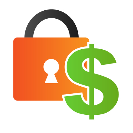Lock and dollar flat icon. Bank color icons in trendy flat style. Money safe gradient style design, designed for web and app. Eps 10.のイラスト素材