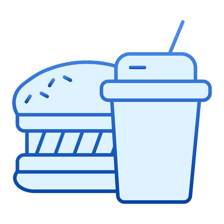 Fast food flat icon. Hamburger and drink blue icons in trendy flat style. Meal gradient style design, designed for web and app.のイラスト素材