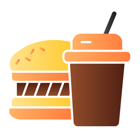 Fast food flat icon. Hamburger and drink color icons in trendy flat style. Meal gradient style design, designed for web and app.のイラスト素材