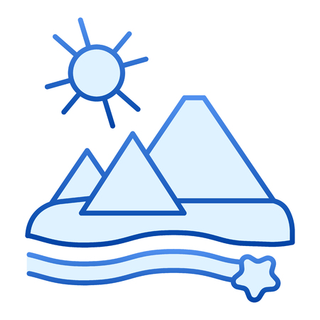Egypt flat icon. Pyramids blue icons in trendy flat style. Desert gradient style design, designed for web and app.のイラスト素材
