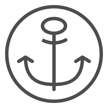 Anchor line icon. Steel vector illustration isolated on white. Marine outline style design, designed for web and app.のイラスト素材