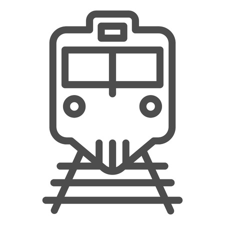 Train and railroad line icon. Railway vector illustration isolated on white. Locomotive outline style design, designed for web and app.のイラスト素材